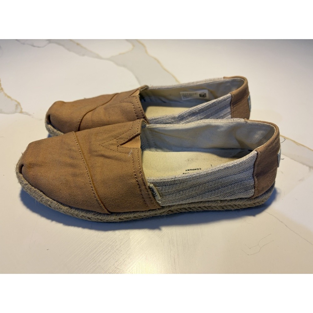 TOMS Alpargata Canvas Espadrille Slip-On Flats Women's Size 6 Tan Casual Shoes